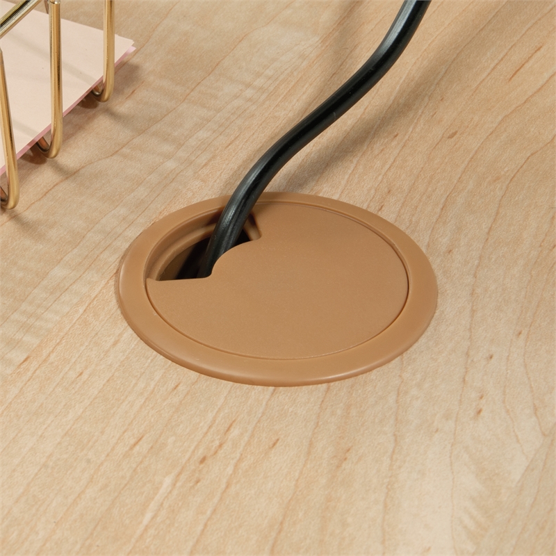 Pemberly Row Contemporary Engineered Wood Desk in Natural Maple Finish