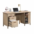 Pemberly Row Contemporary Engineered Wood Desk in Natural Maple Finish