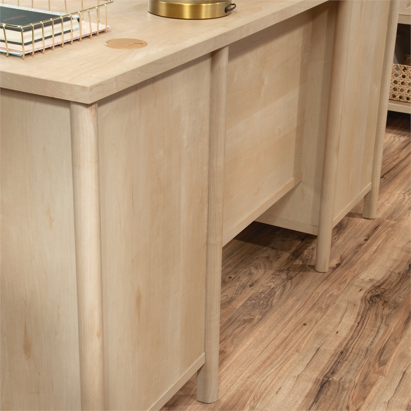 Pemberly Row Contemporary Engineered Wood Desk in Natural Maple Finish