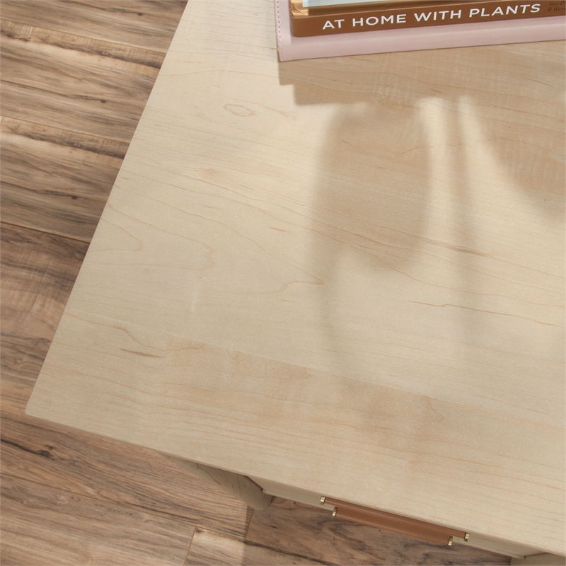 Pemberly Row Contemporary Engineered Wood Desk in Natural Maple Finish