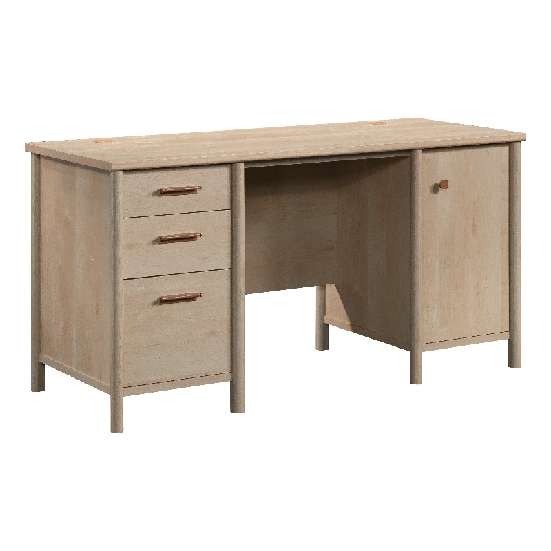 Pemberly Row Contemporary Engineered Wood Desk in Natural Maple Finish