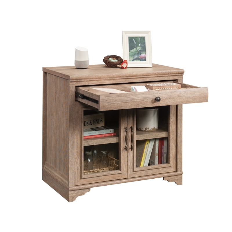 Pemberly Row Contemporary Engineered Wood Library Base in Brushed Oak