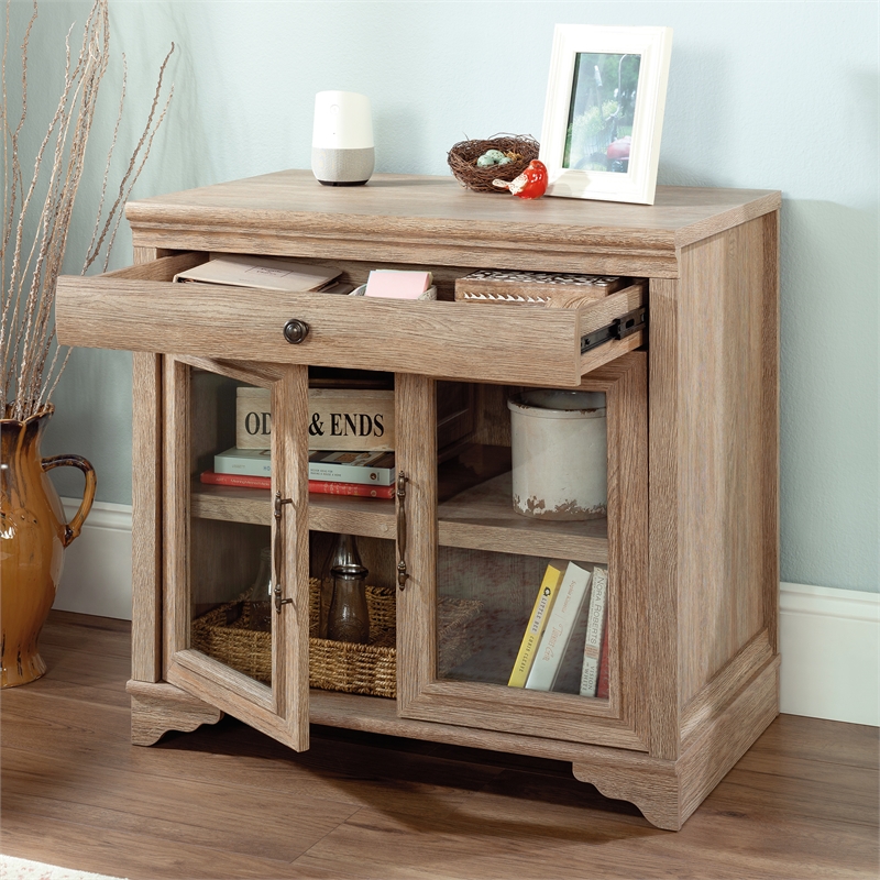 Pemberly Row Contemporary Engineered Wood Library Base in Brushed Oak