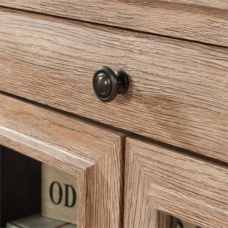 Pemberly Row Contemporary Engineered Wood Library Base in Brushed Oak