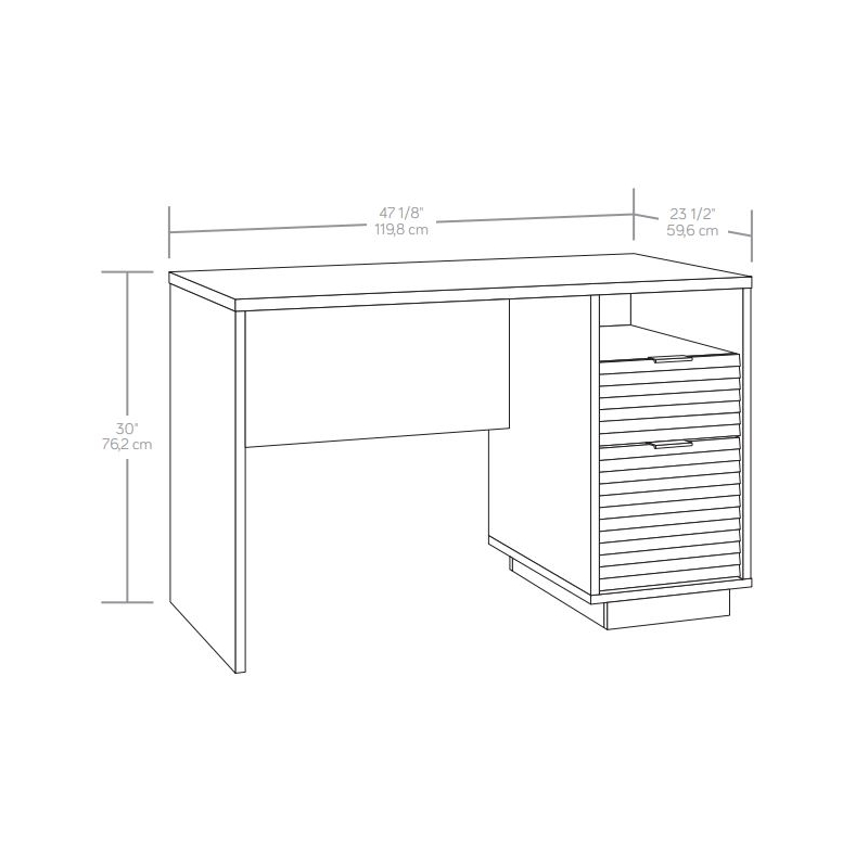 Pemberly Row Engineered Wood Single Pedestal Desk in Ashen Oak
