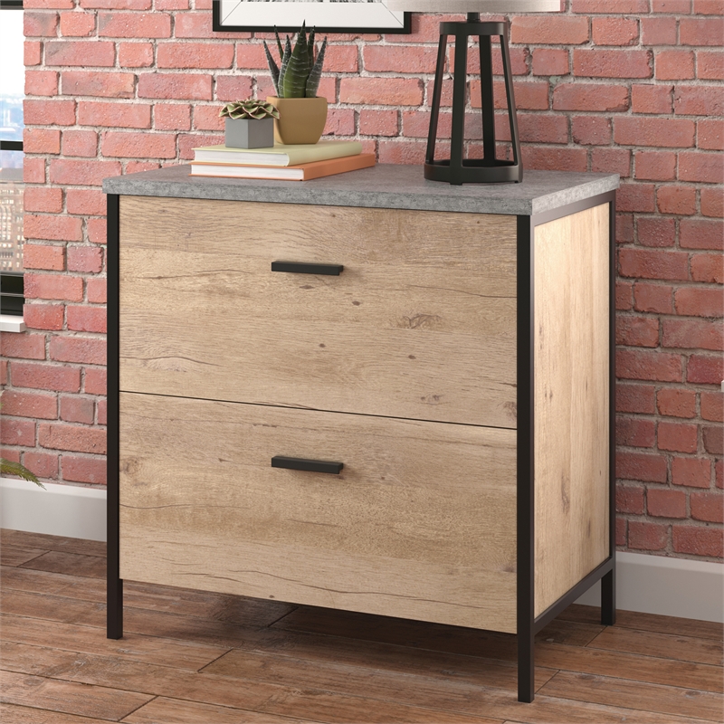Pemberly Row Contemporary Engineered Wood Lateral File in Prime Oak