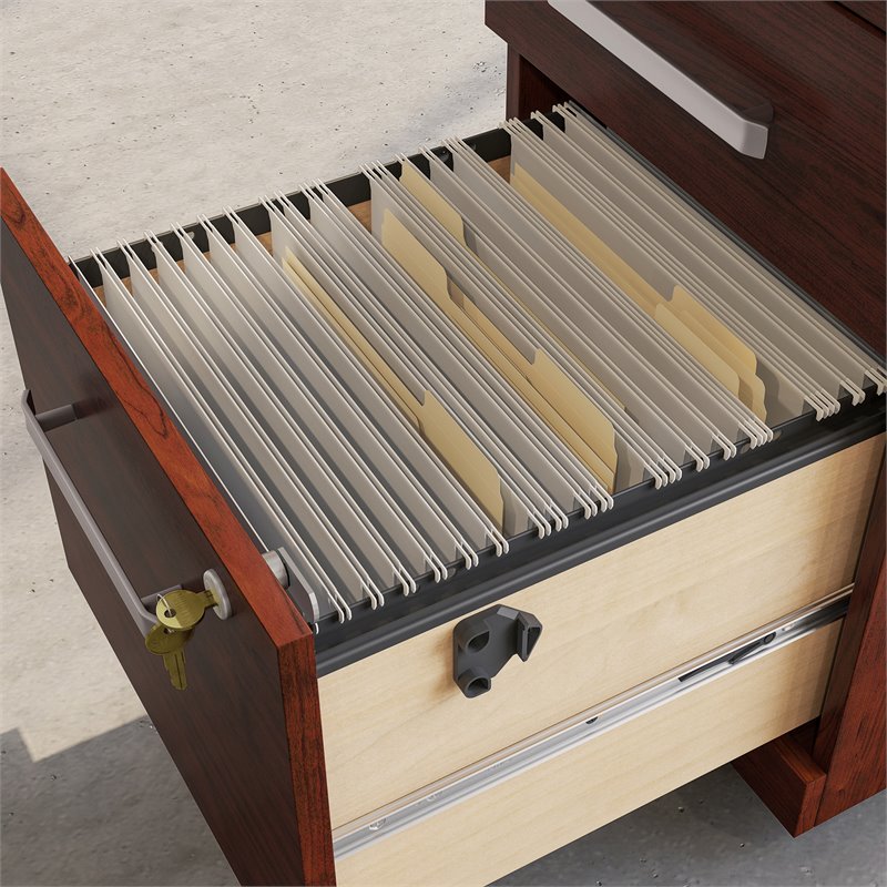 Pemberly Row Engineered Wood 3-Drawer Mobile Filing Cabinet in Classic Cherry