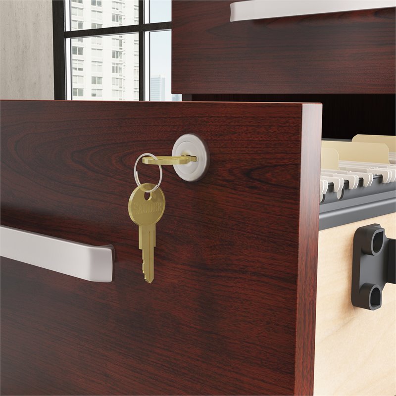 Pemberly Row Engineered Wood 3-Drawer Mobile Filing Cabinet in Classic Cherry
