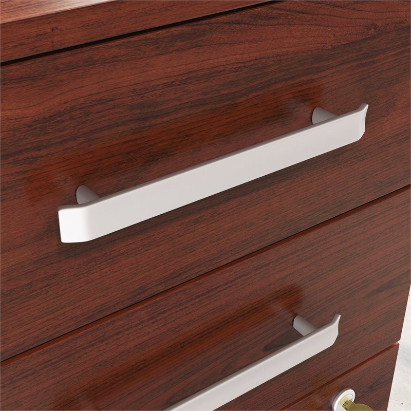 Pemberly Row Engineered Wood 3-Drawer Mobile Filing Cabinet in Classic Cherry