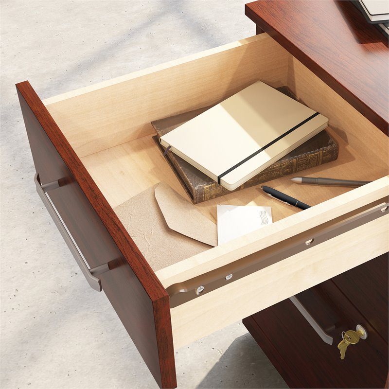 Pemberly Row Engineered Wood 3-Drawer Mobile Filing Cabinet in Classic Cherry
