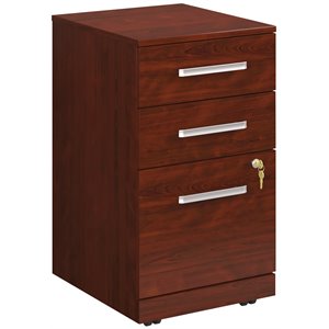 Pemberly Row Engineered Wood 3-Drawer Mobile Filing Cabinet in Classic Cherry