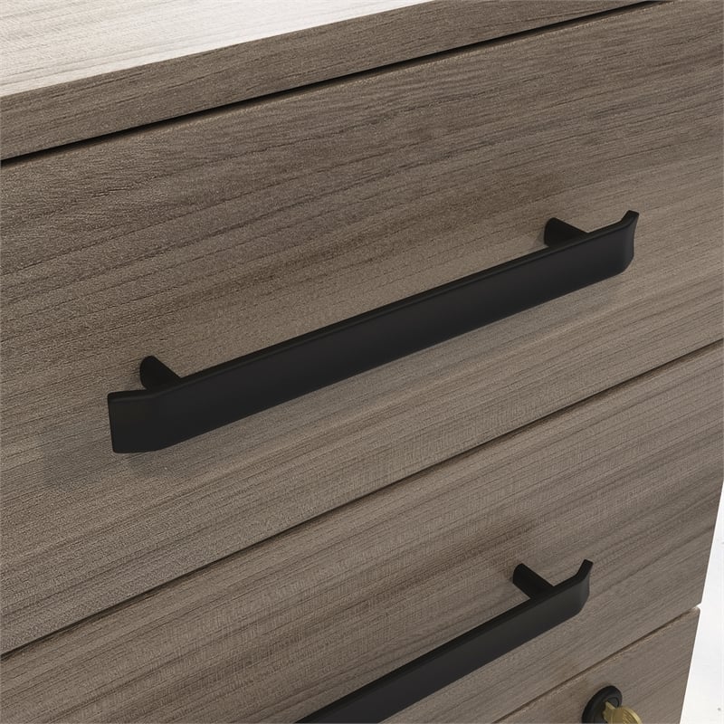 Pemberly Row Engineered Wood 3-Drawer Mobile Filing Cabinet in Hudson Elm/Brown