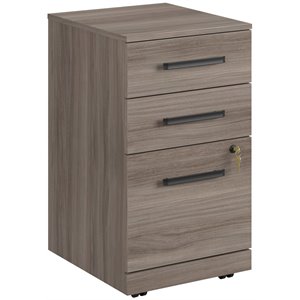 Pemberly Row Engineered Wood 3-Drawer Mobile Filing Cabinet in Hudson Elm/Brown