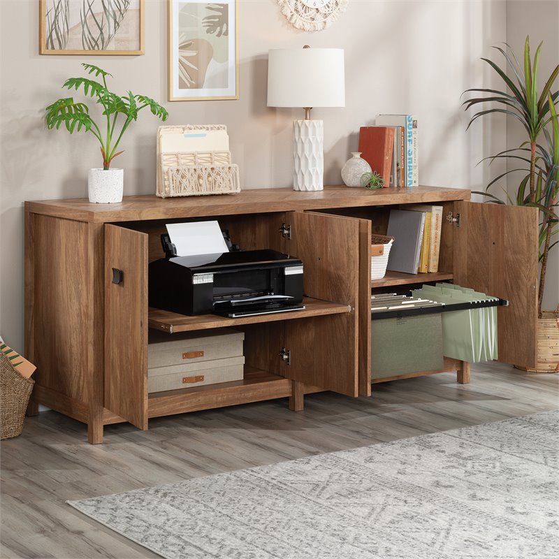 Pemberly Row Engineered Wood Credenza in Sindoori Mango/Brown