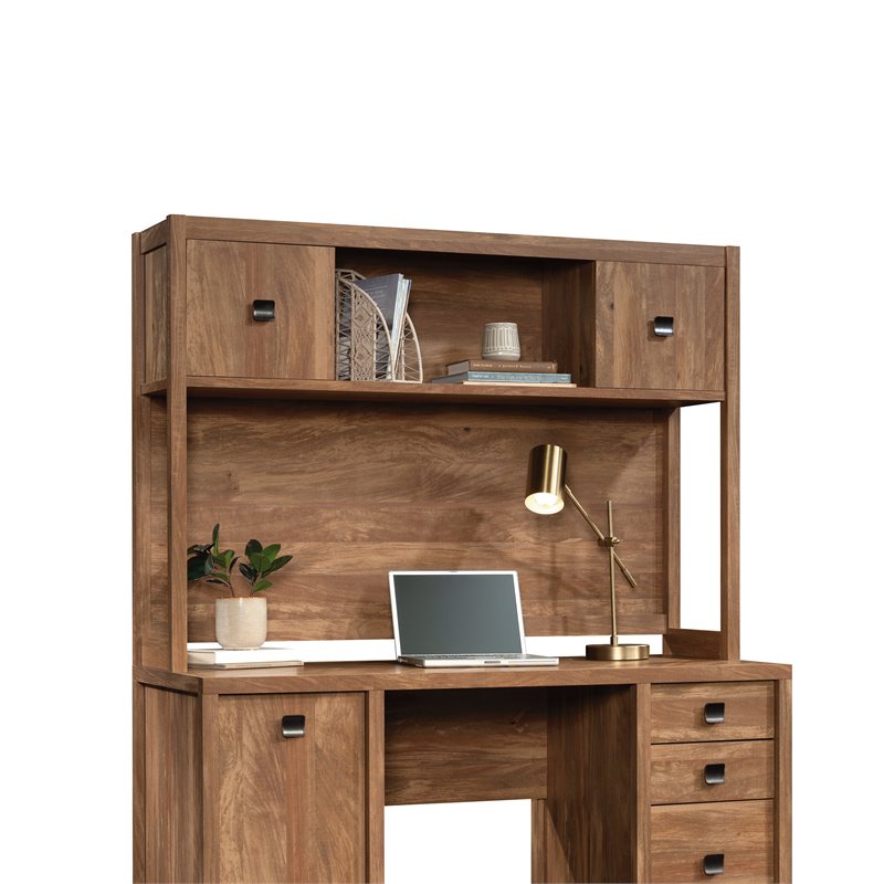 Pemberly Row Contemporary Engineered Wood Hutch in Sindoori Mango/Brown