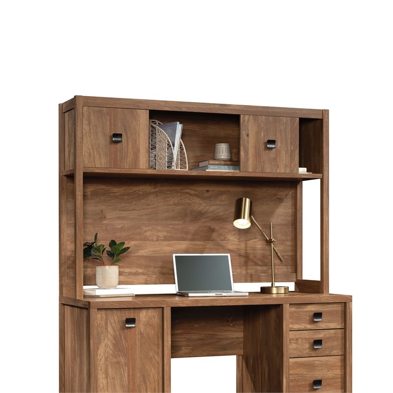Pemberly Row Contemporary Engineered Wood Hutch in Sindoori Mango/Brown