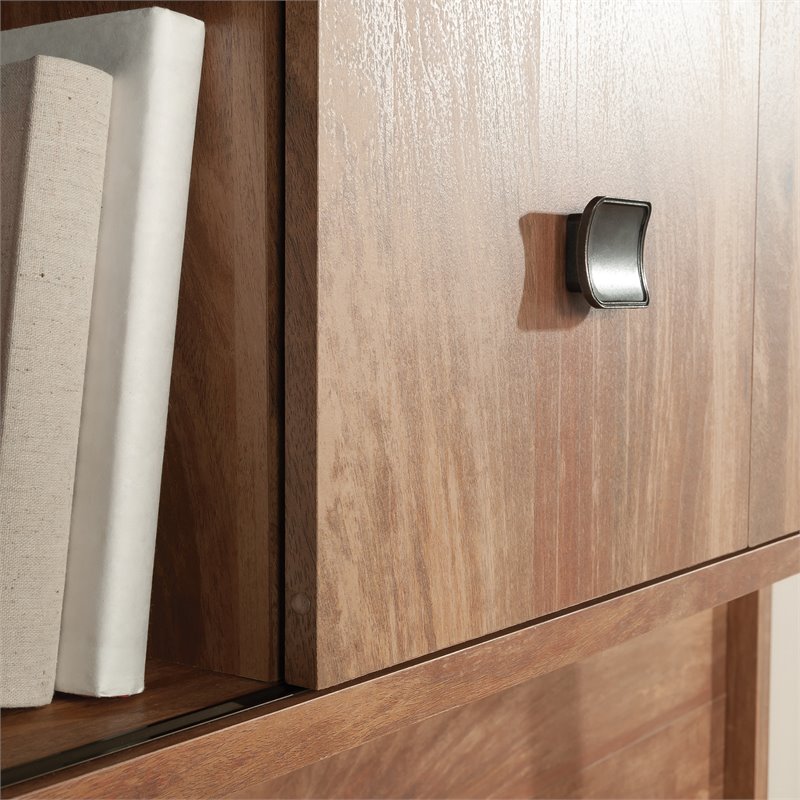 Pemberly Row Contemporary Engineered Wood Hutch in Sindoori Mango/Brown