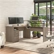 Pemberly Row 60W 3 Position L Shaped Sit St& Desk in Ash Gray - Engineered Wood