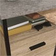 Pemberly Row Contemporary Engineered Wood/Metal L-Desk in Prime Oak