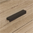 Pemberly Row Contemporary Engineered Wood/Metal L-Desk in Prime Oak