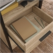 Pemberly Row Contemporary Engineered Wood/Metal L-Desk in Prime Oak