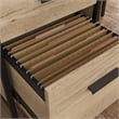 Pemberly Row Contemporary Engineered Wood/Metal L-Desk in Prime Oak