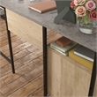 Pemberly Row Contemporary Engineered Wood/Metal L-Desk in Prime Oak