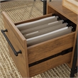 Pemberly Row Contemporary Engineered Wood L-Desk in Checked Oak Finish