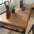Pemberly Row Contemporary Engineered Wood L-Desk in Checked Oak Finish