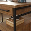 Pemberly Row Contemporary Engineered Wood L-Desk in Checked Oak Finish