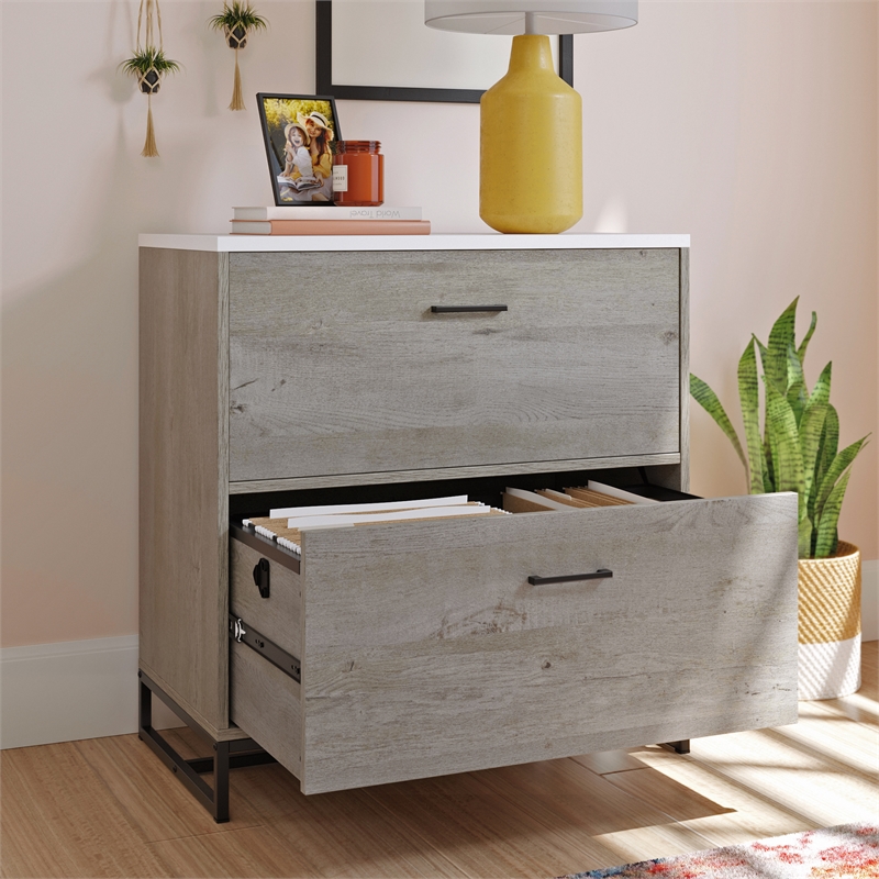 Pemberly Row Contemporary Engineered Wood Lateral File in Mystic Oak