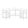 Pemberly Row Contemporary Engineered Wood L-Shaped Desk in White Finish