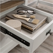 Pemberly Row Contemporary Engineered Wood L-Shaped Desk in White Finish
