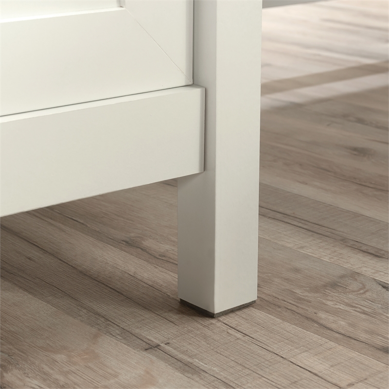 Pemberly Row Contemporary Engineered Wood L-Shaped Desk in White Finish