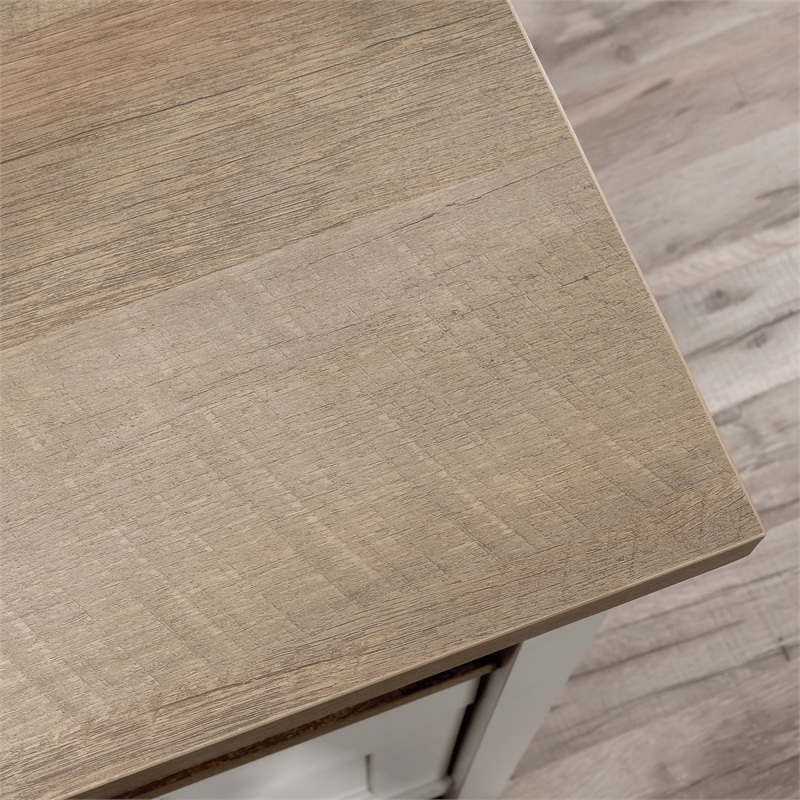 Pemberly Row Contemporary Engineered Wood L-Shaped Desk in White Finish