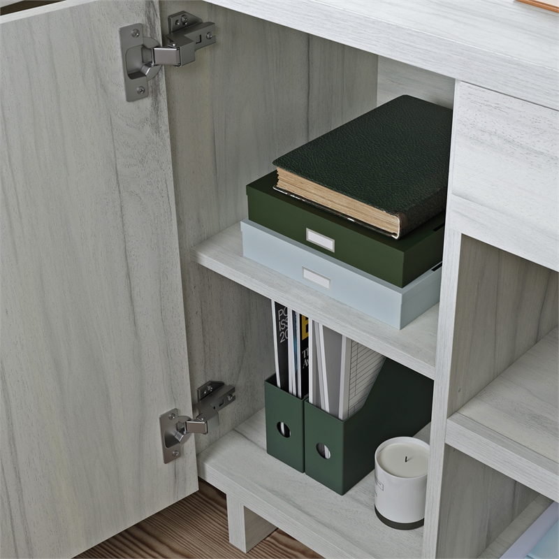Pemberly Row Engineered Wood Desk in Haze Acacia/Natural Finish