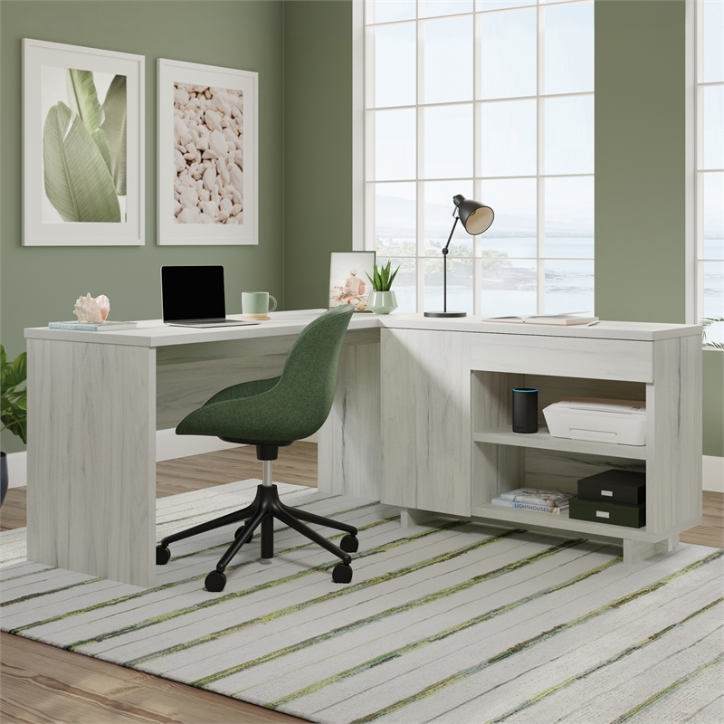 Pemberly Row Engineered Wood Desk in Haze Acacia/Natural Finish