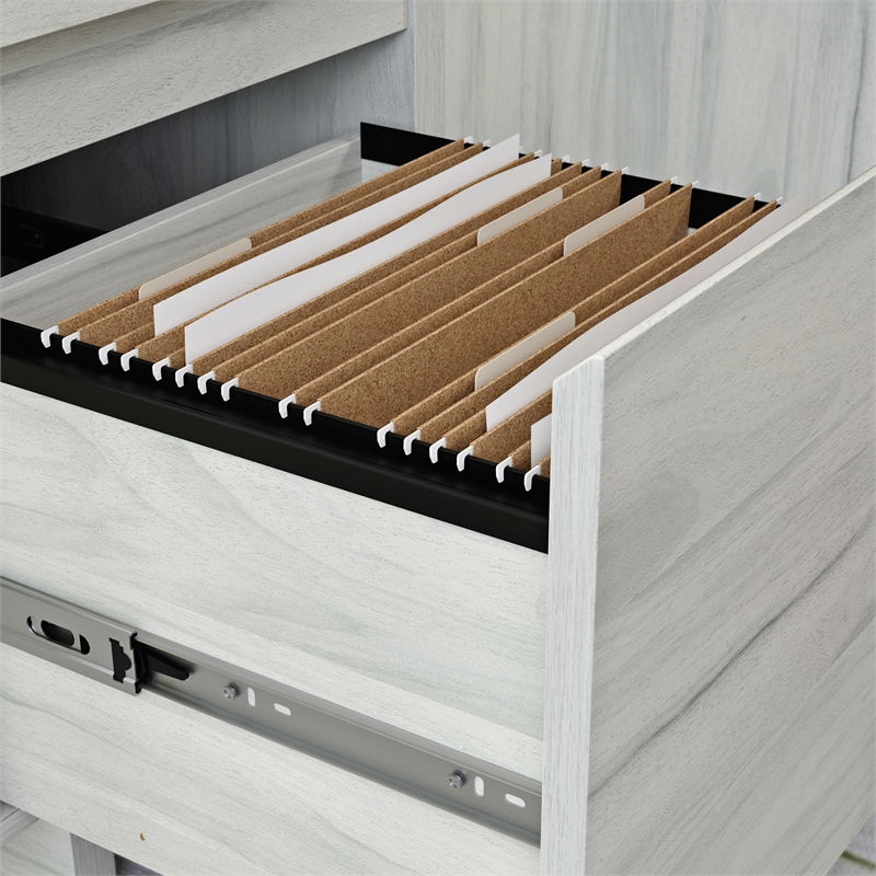 Pemberly Row Engineered Wood Desk in Haze Acacia/Natural Finish