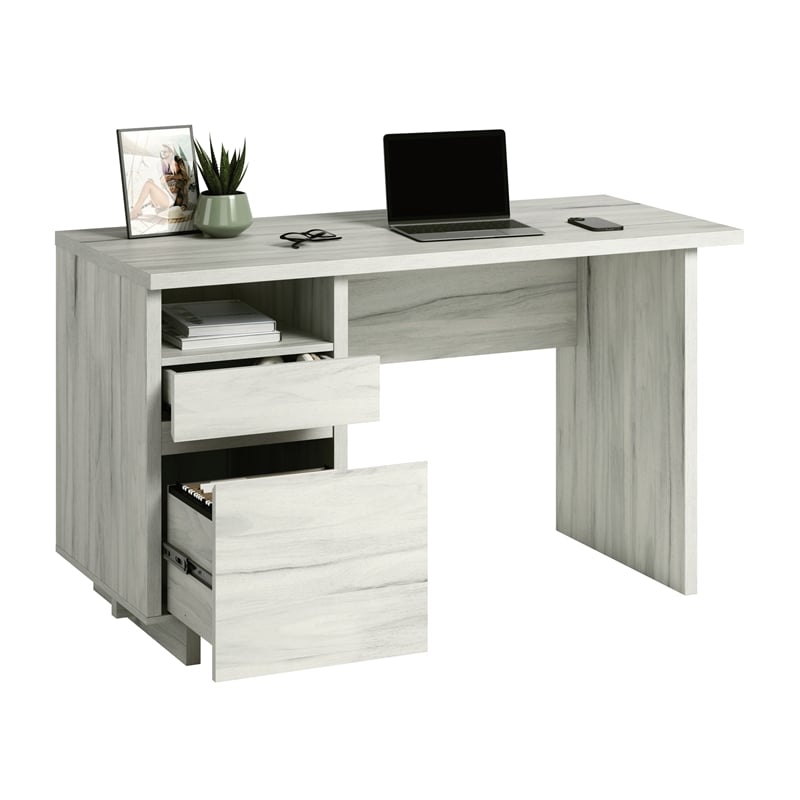 Pemberly Row Engineered Wood Desk in Haze Acacia/Natural Finish