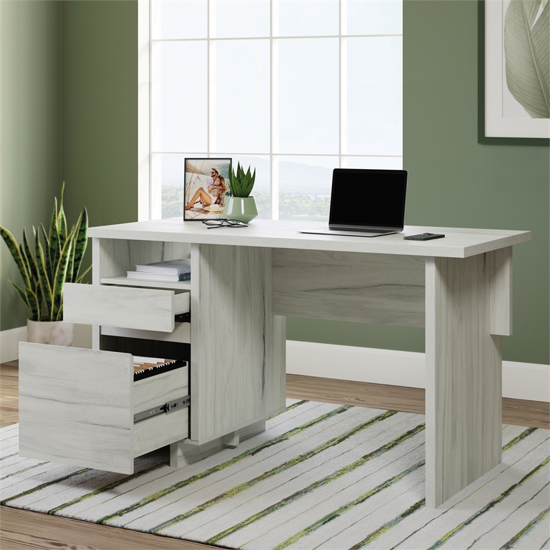 Pemberly Row Engineered Wood Desk in Haze Acacia/Natural Finish