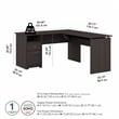 Pemberly Row 60W Engineered Wood 3 Position L Shaped Sit to Stand Desk in Gray
