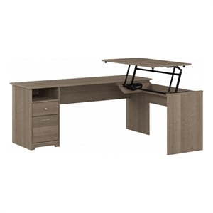 Pemberly Row 72W 3 Position Sit to Stand L Desk in Ash Gray - Engineered Wood