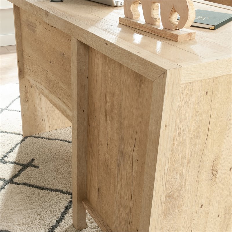 Pemberly Row Engineered Wood L-Shaped Home Office Desk in Prime Oak
