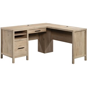 Pemberly Row Engineered Wood L-Shaped Home Office Desk in Prime Oak