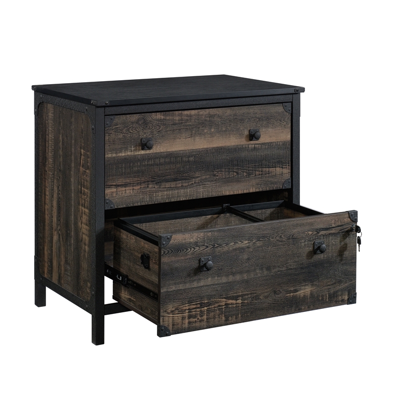 Pemberly Row Engineered Wood/Metal Lateral File in Carbon Oak