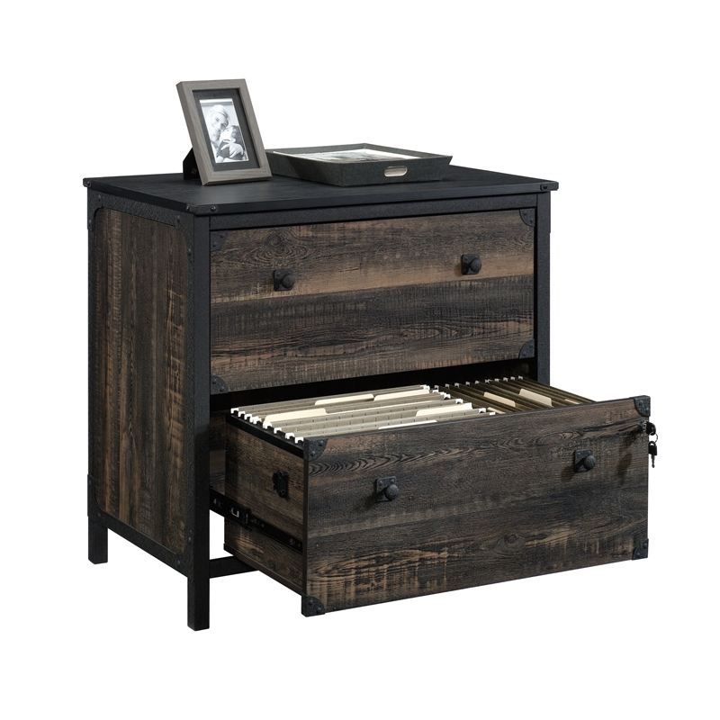 Pemberly Row Engineered Wood/Metal Lateral File in Carbon Oak