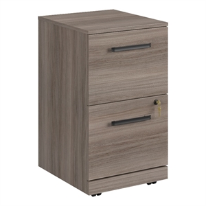 Pemberly Row Engineered Wood 2-Drawer Mobile File in Hudson Elm/Brown