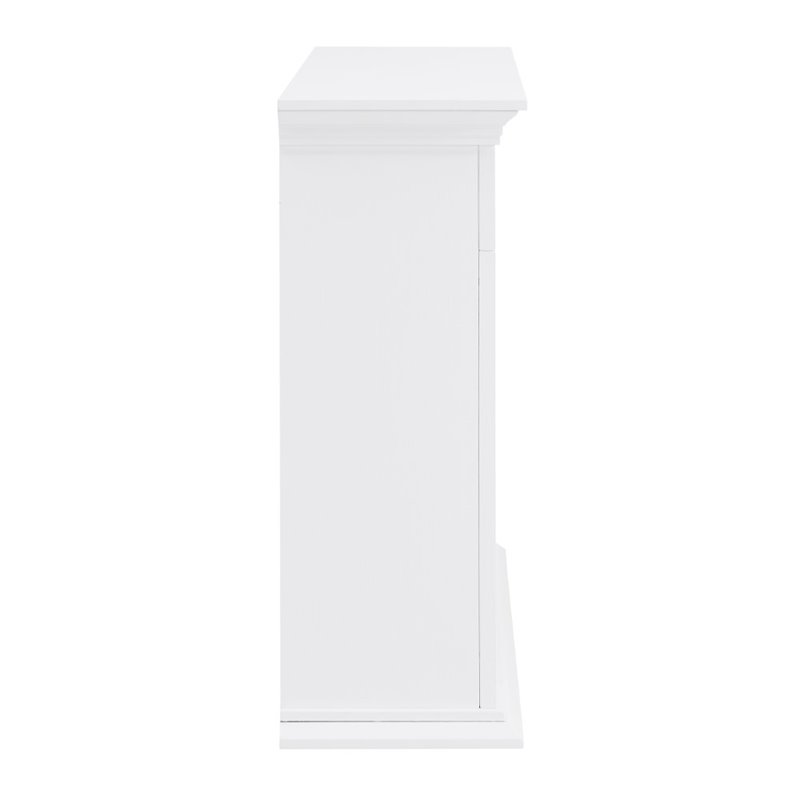 Pemberly Row Engineered Wood Tiled Marble Electric Fireplace in White