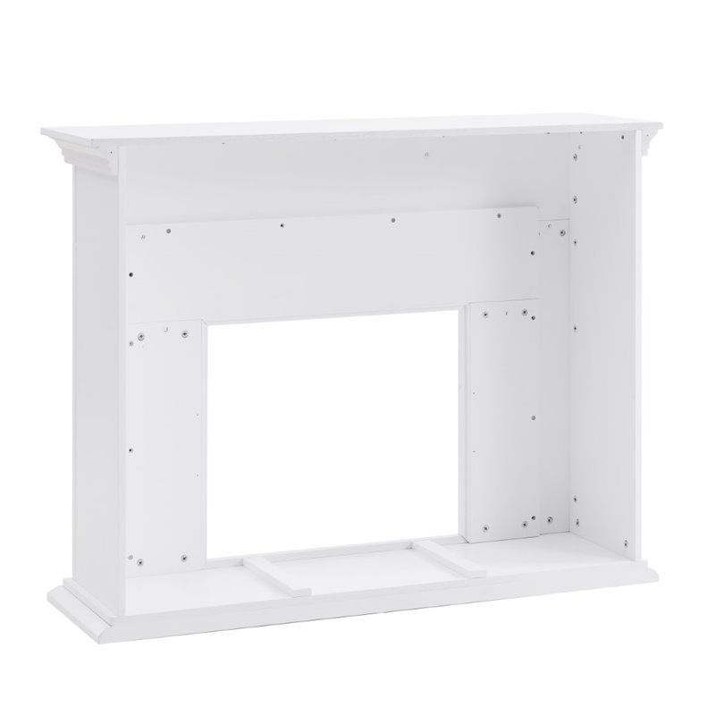 Pemberly Row Engineered Wood Tiled Marble Electric Fireplace in White