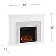 Pemberly Row Engineered Wood Tiled Marble Electric Fireplace in White
